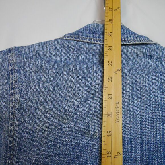 ST JOHNS BAY Womens Size 1X Denim Stretch Button Mid-Length Jacket Embroidered - Picture 11 of 15
